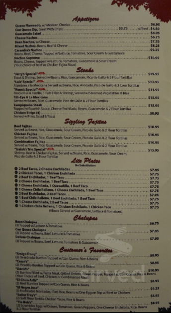 Carambas Spanish Inn menu 3